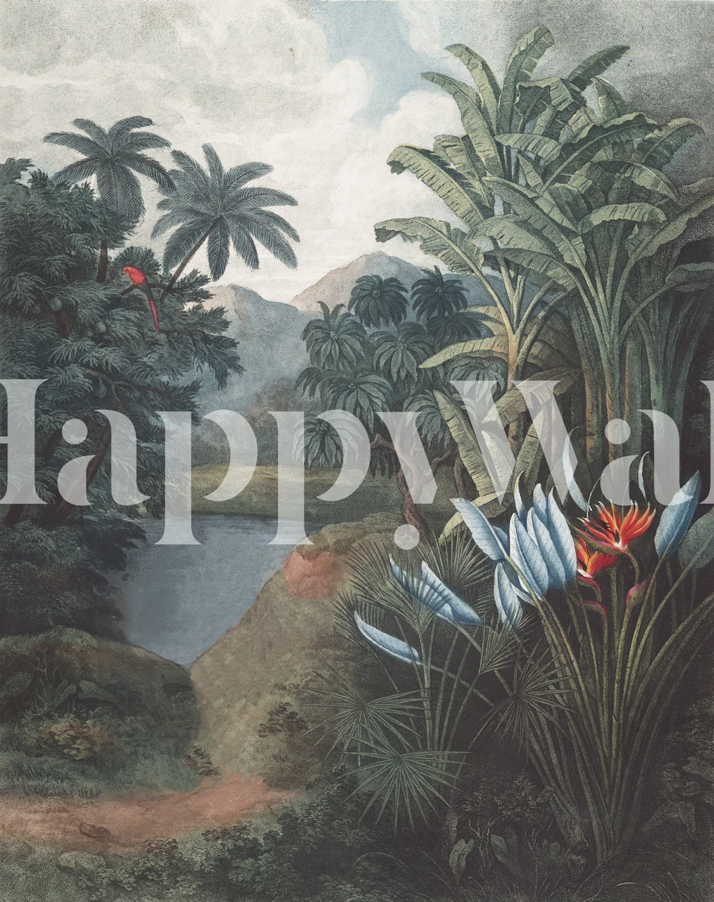 Papel de parede Tropical Lake em um ambiente