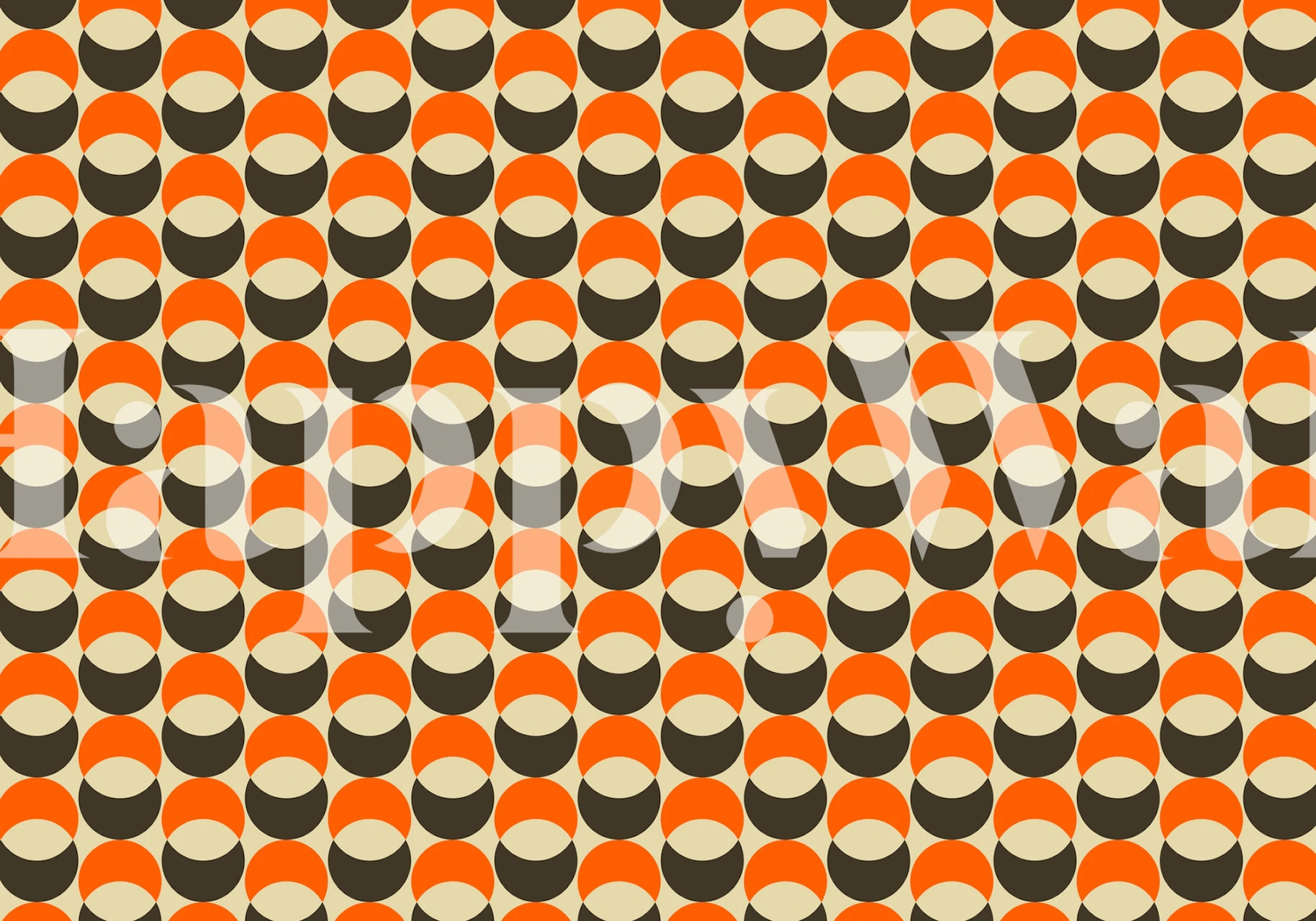 Geometric pattern with orange and brown circular designs wallpaper