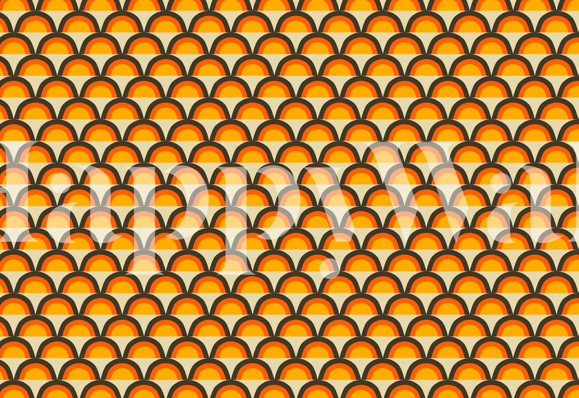Repeating orange and yellow curved arches pattern wallpaper