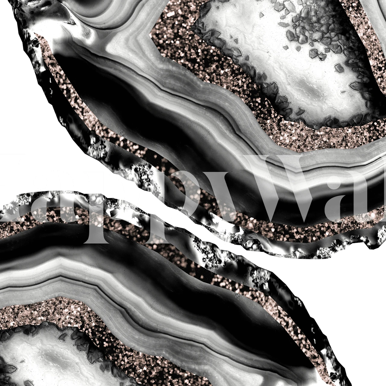 Black and rose gold agate pattern wallpaper