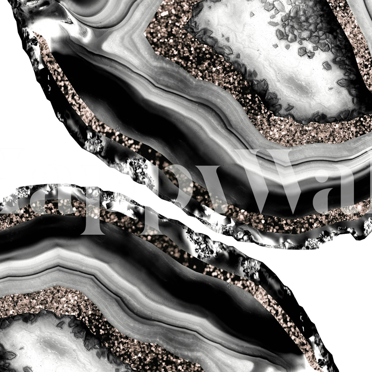 Black and rose gold agate pattern wallpaper