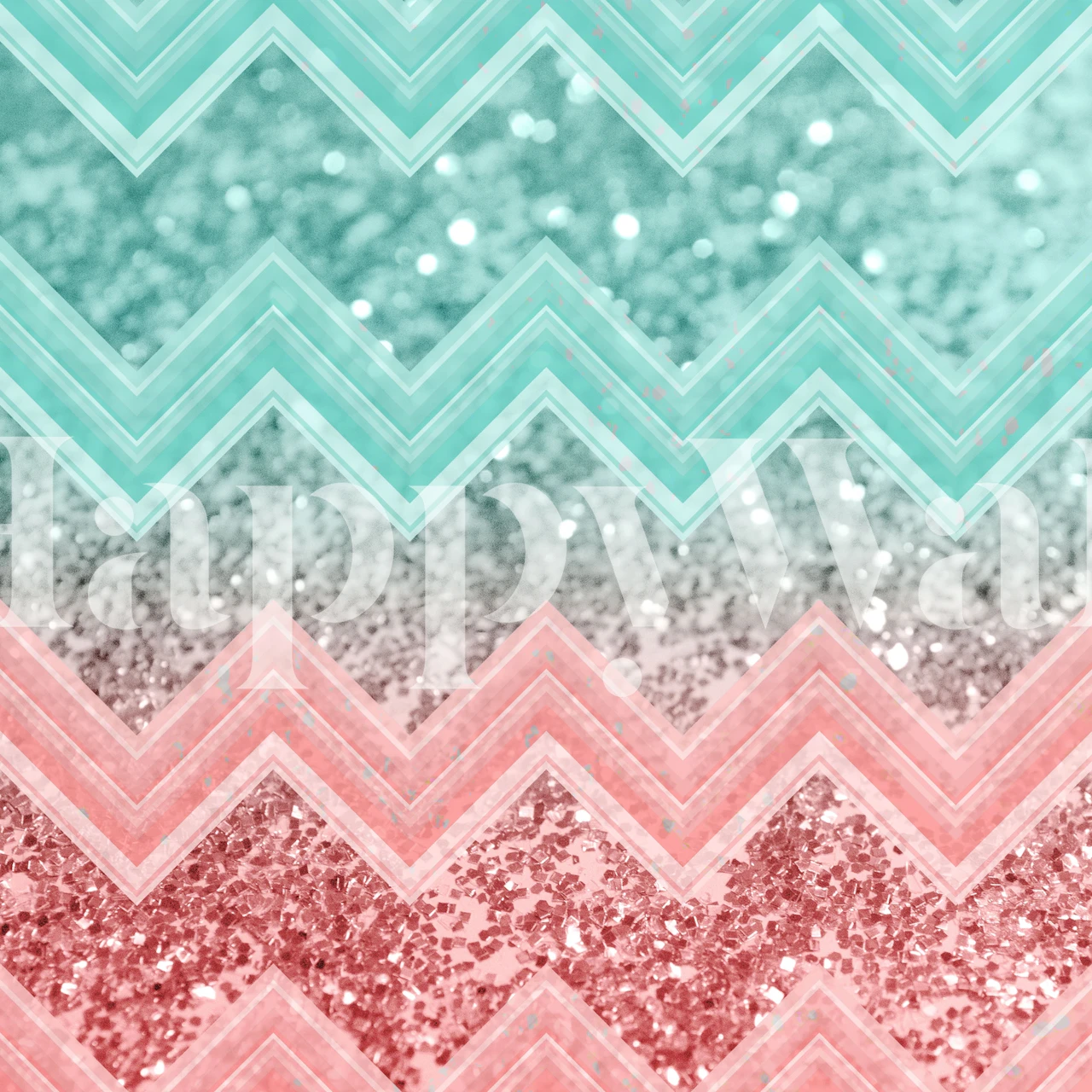 Summer Vibes Glitter Chevron wallpaper in a room