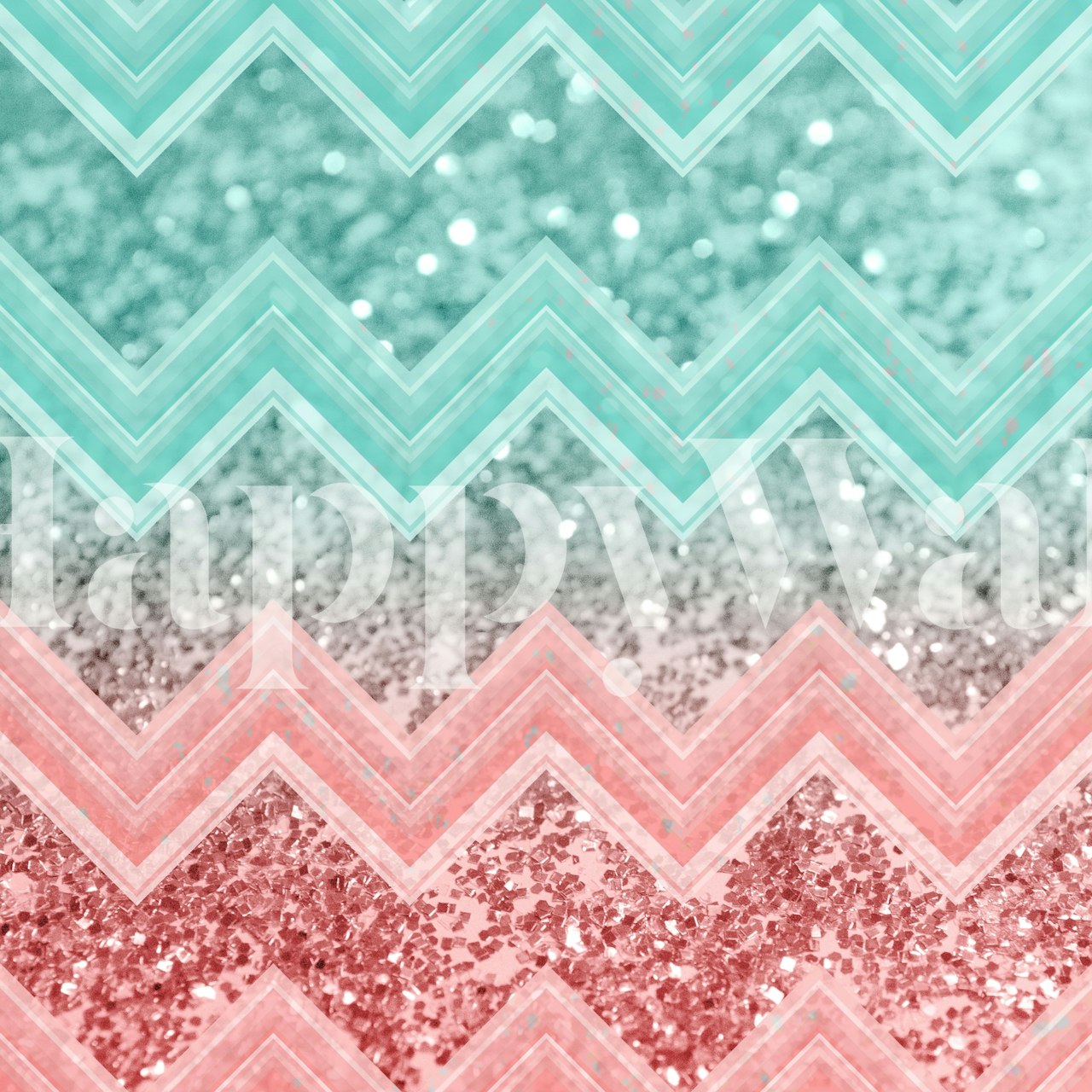 Summer Vibes Glitter Chevron-tapetti huoneessa