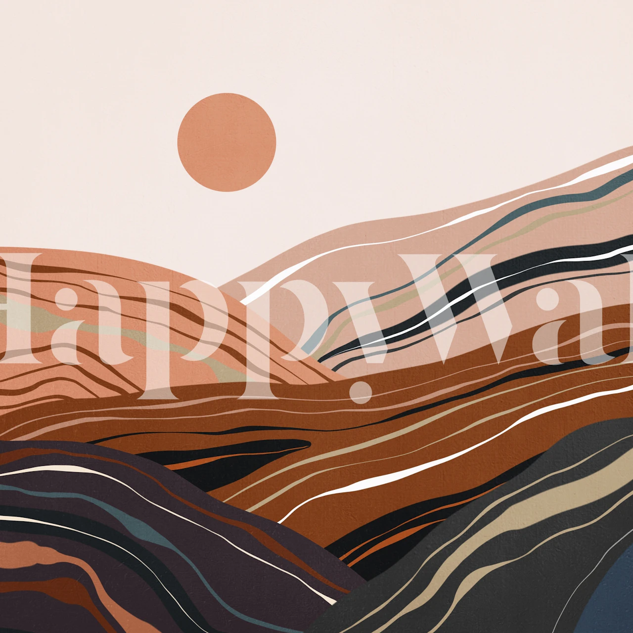 Abstract hills in earthy tones with flowing lines wallpaper