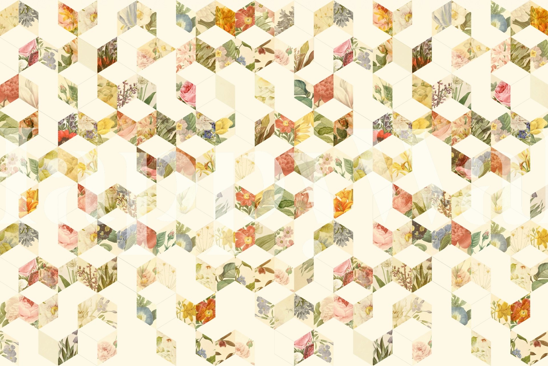 Fototapeta s květinovým diamantovým vzorem v pastelových tónech