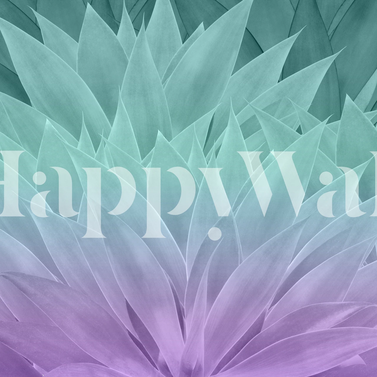 Agave leaves in aqua and purple tones wallpaper