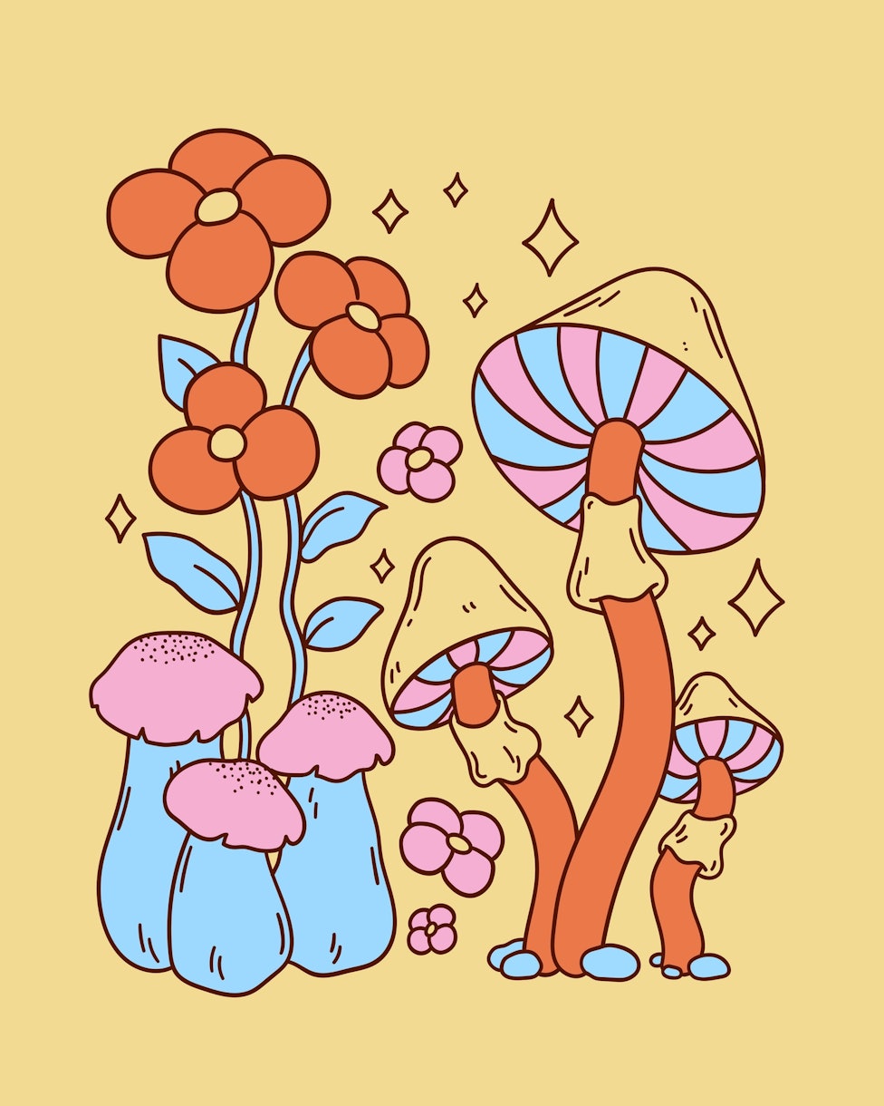 "Hippie Mushrooms Wallpaper Buy Unique and Colorful Wallpapers Online
