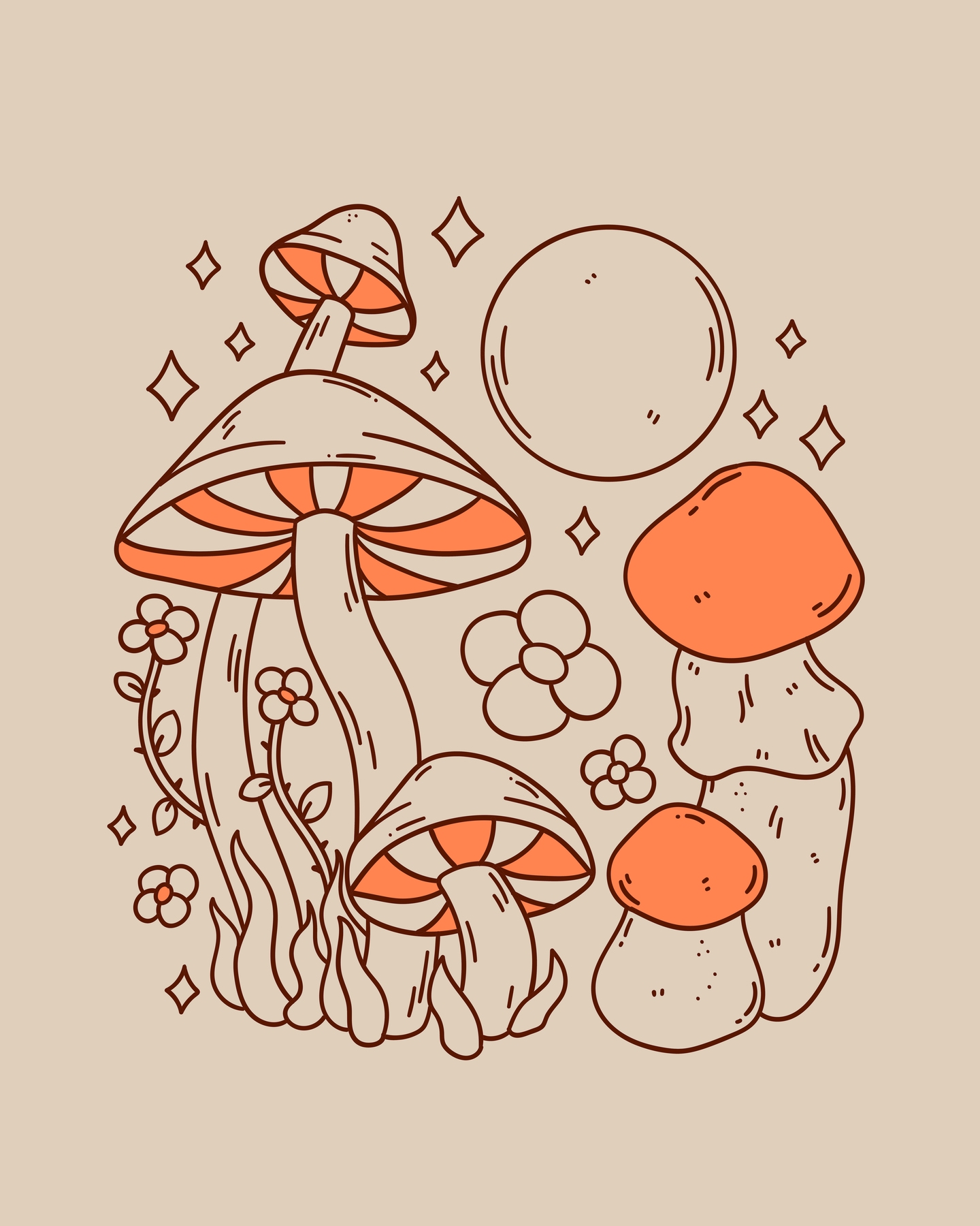 Retro Mushrooms Wallpaper - Buy Online | Happywall