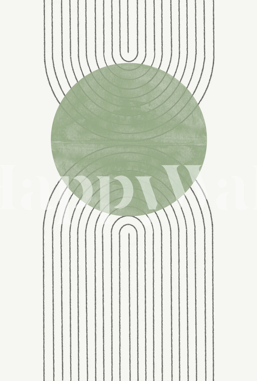 Green abstract circular pattern on a light background wallpaper