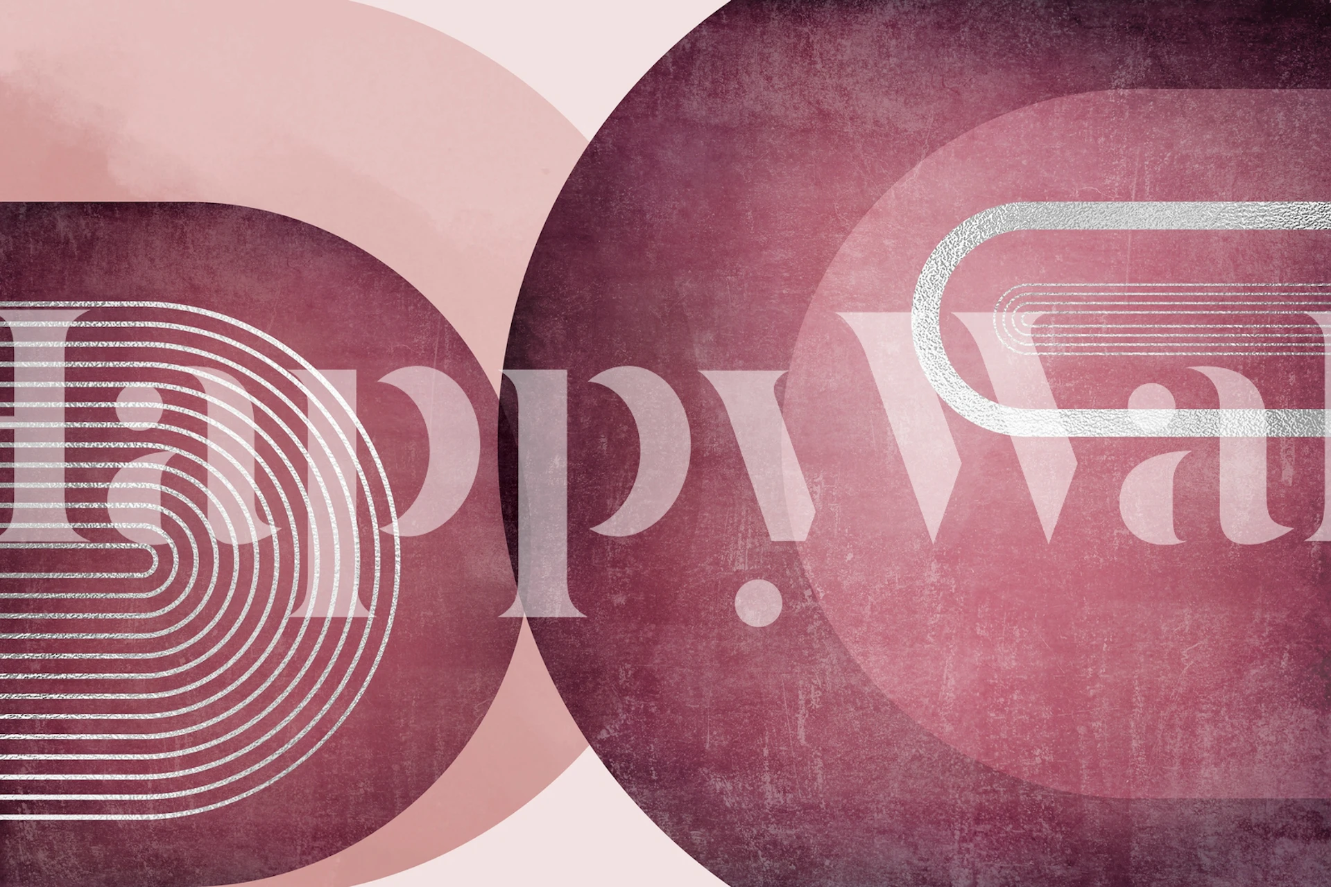 Geometric shapes in burgundy and pink colors with silver accents wallpaper