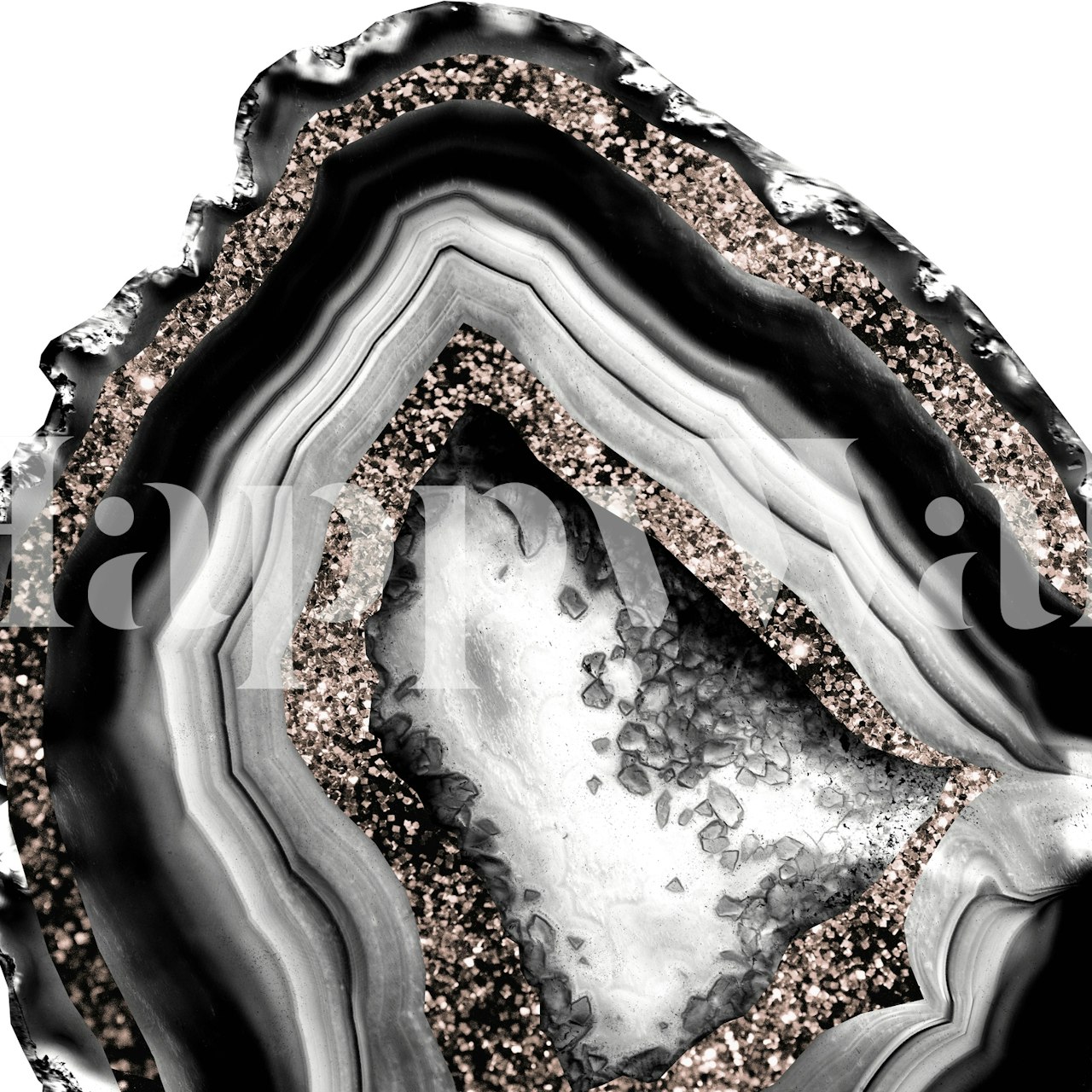 Agate Rose Gold Glitter Glam tapet i ett rum