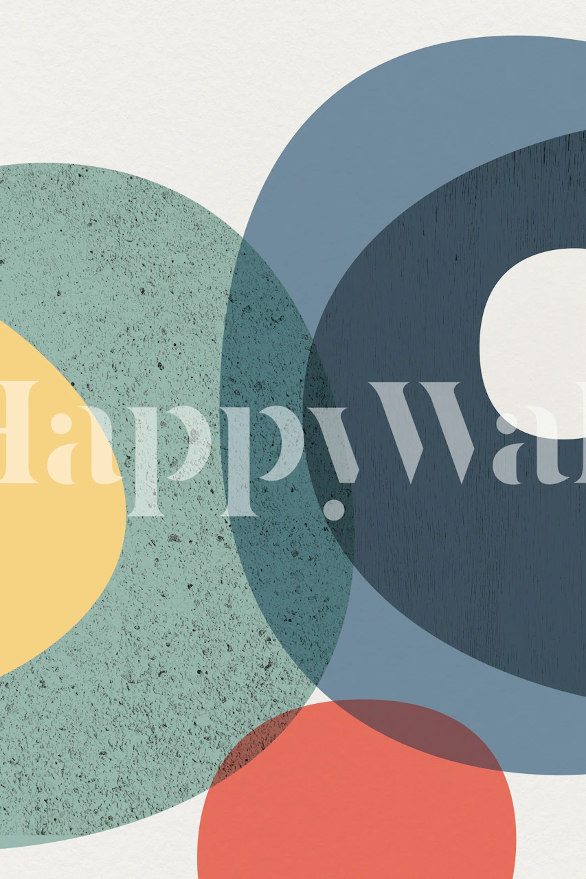 Colorful overlapping circles in retro style wallpaper