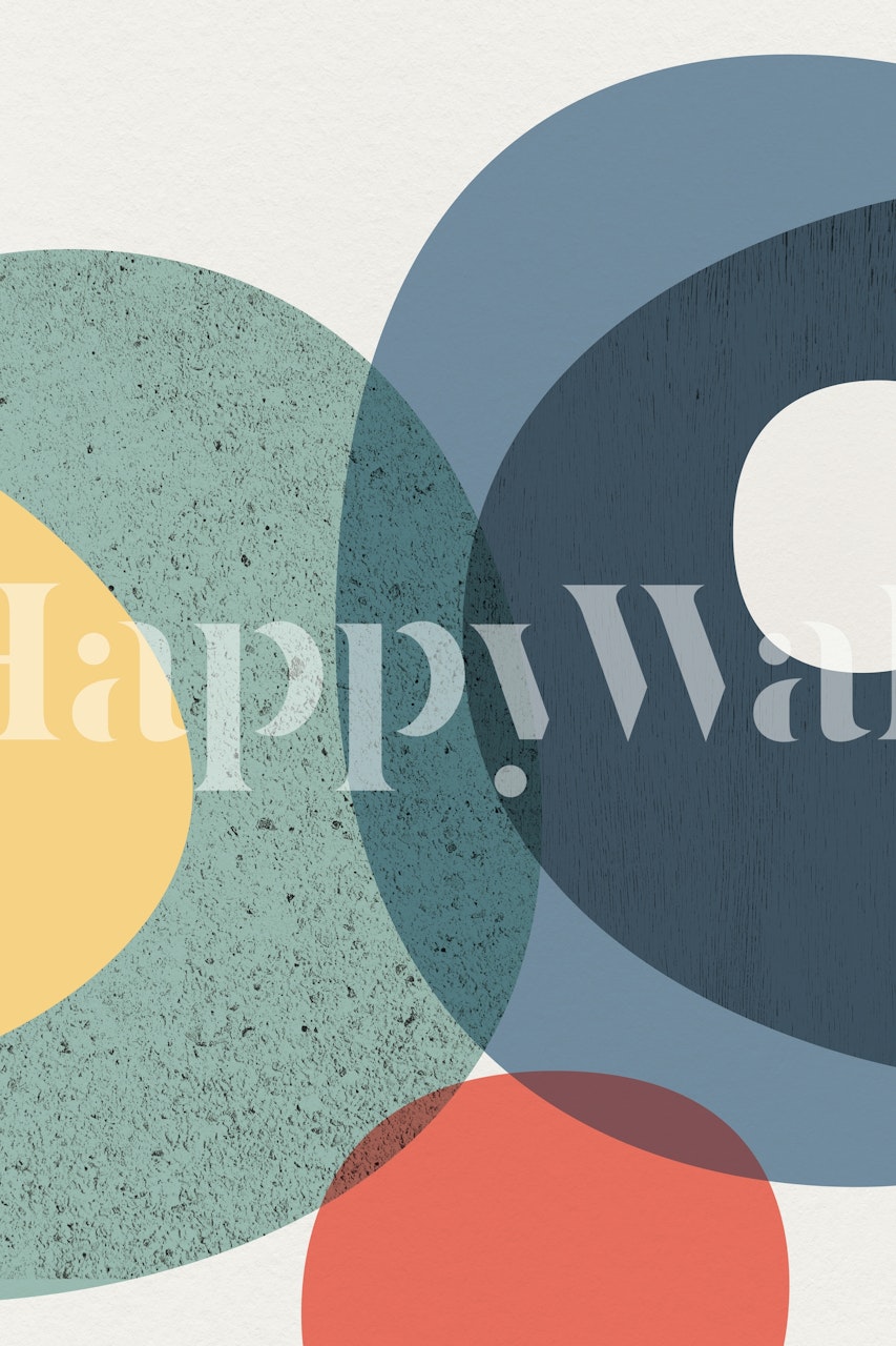 Colorful overlapping circles in retro style wallpaper