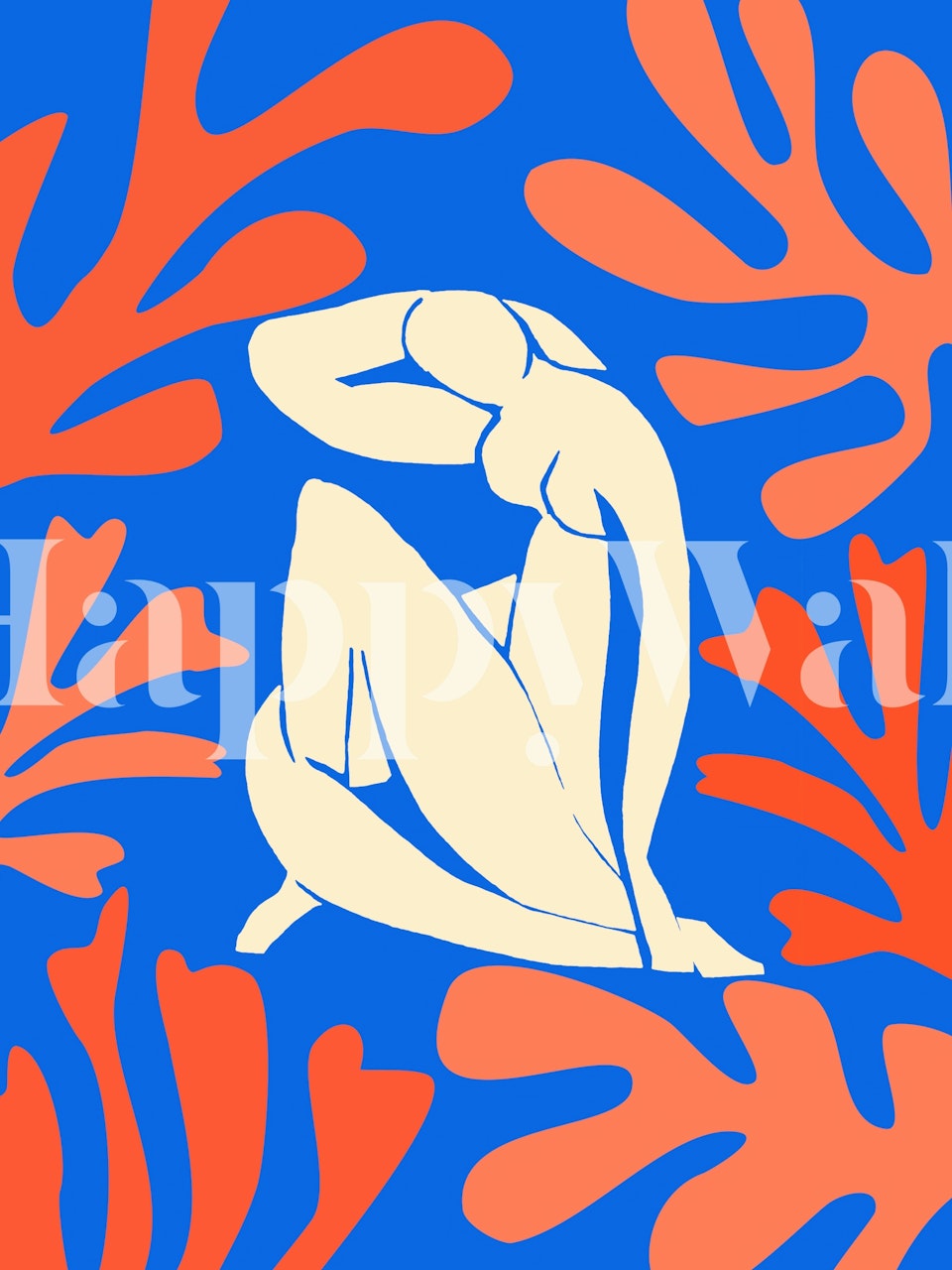 Matisse inspired beach wallpaper in a room