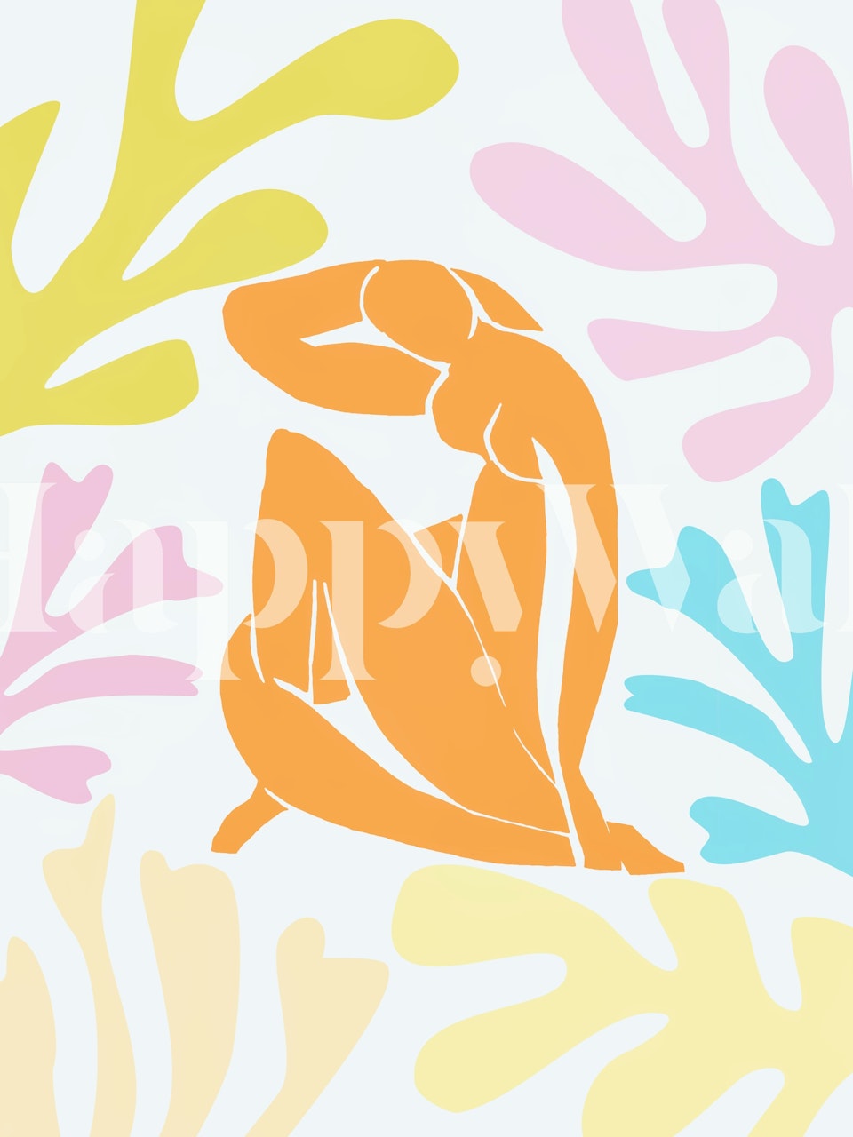 Matisse Inspired Summer Beach wallpaper in a room