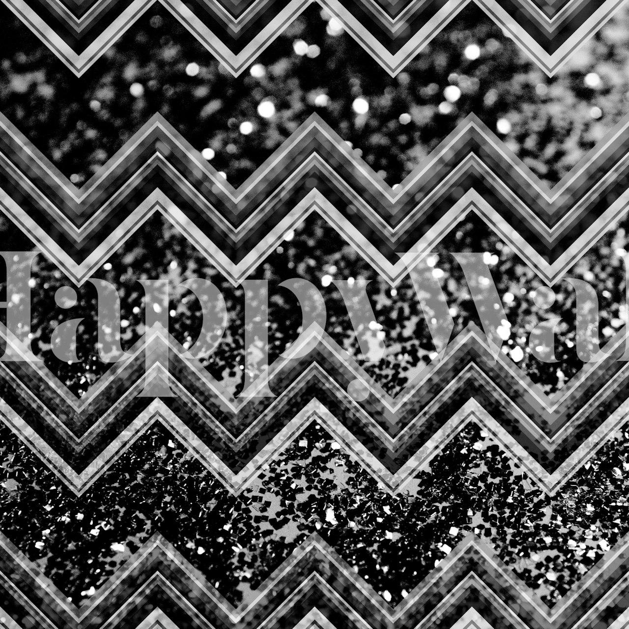 Black Night Glitter Chevron tapet i ett rum