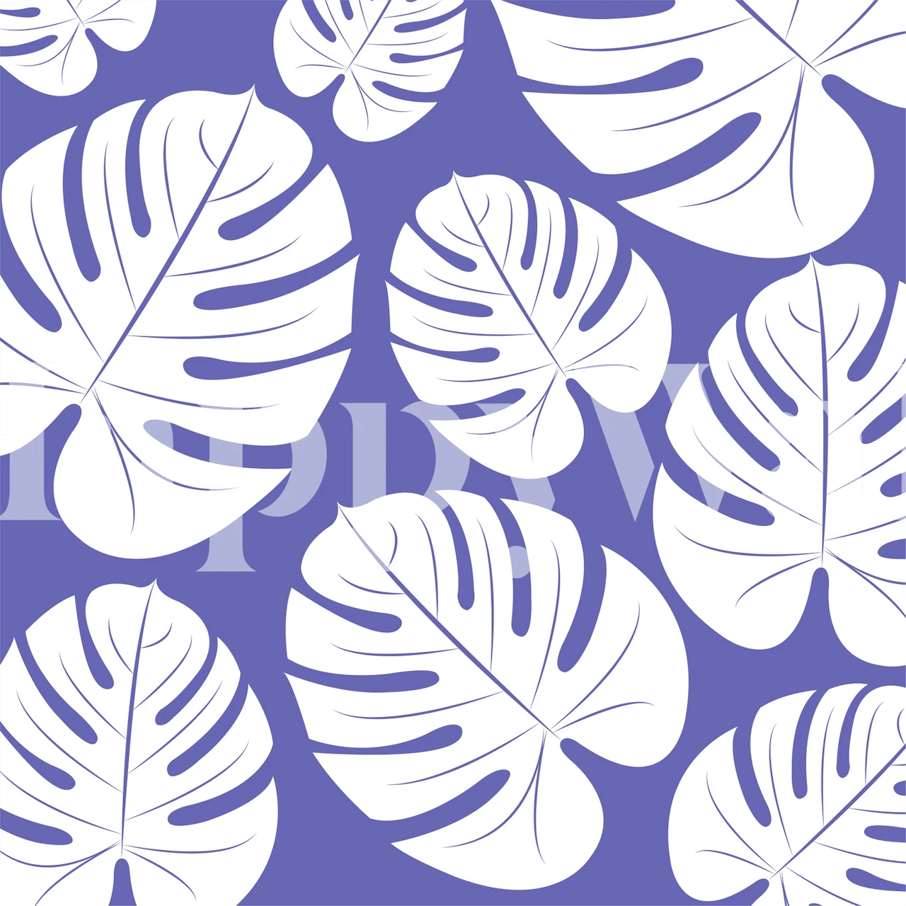 Palm Leaves Very Peri White wall mural design