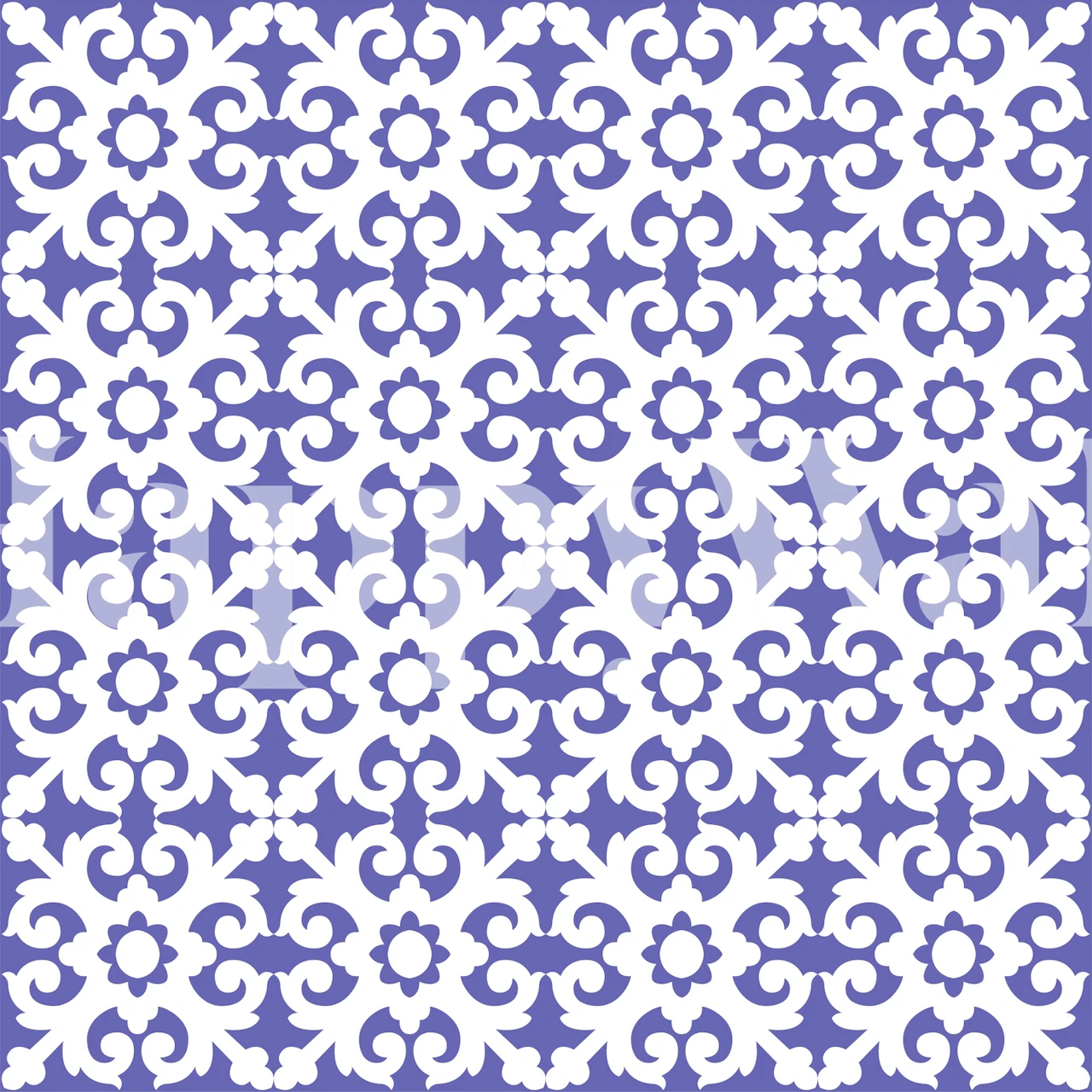 Turkish Very Peri White Mosaic wallpaper in a room