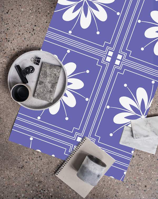 Very Peri Lavender Floral Tile wallpaper roll