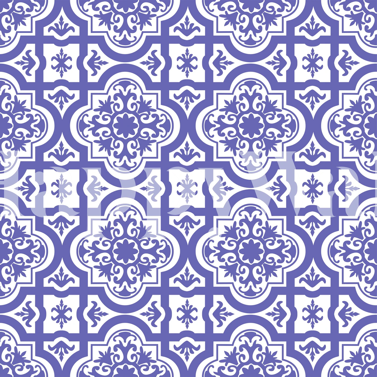 Geometric tile pattern in Very Peri purple and white colors wallpaper
