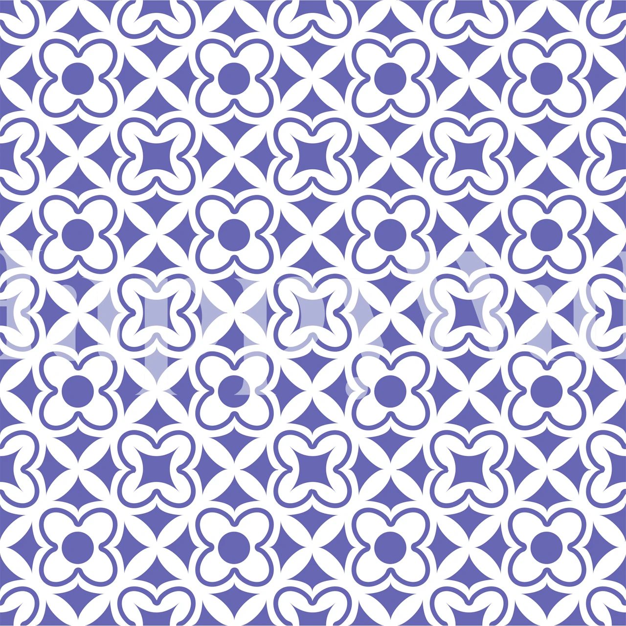Geometric floral grid wallpaper design in Very Peri color