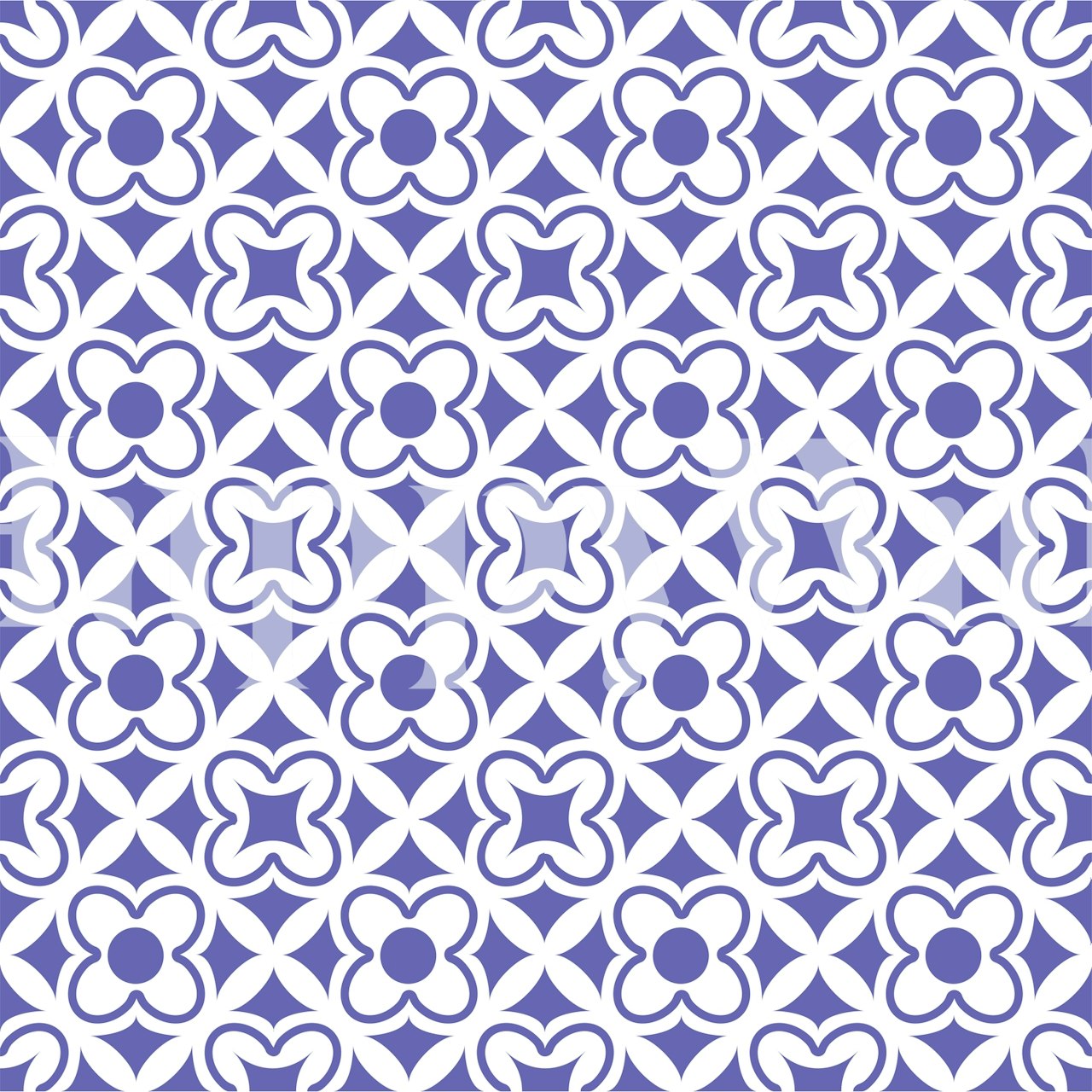 Geometric floral grid wallpaper design in Very Peri color