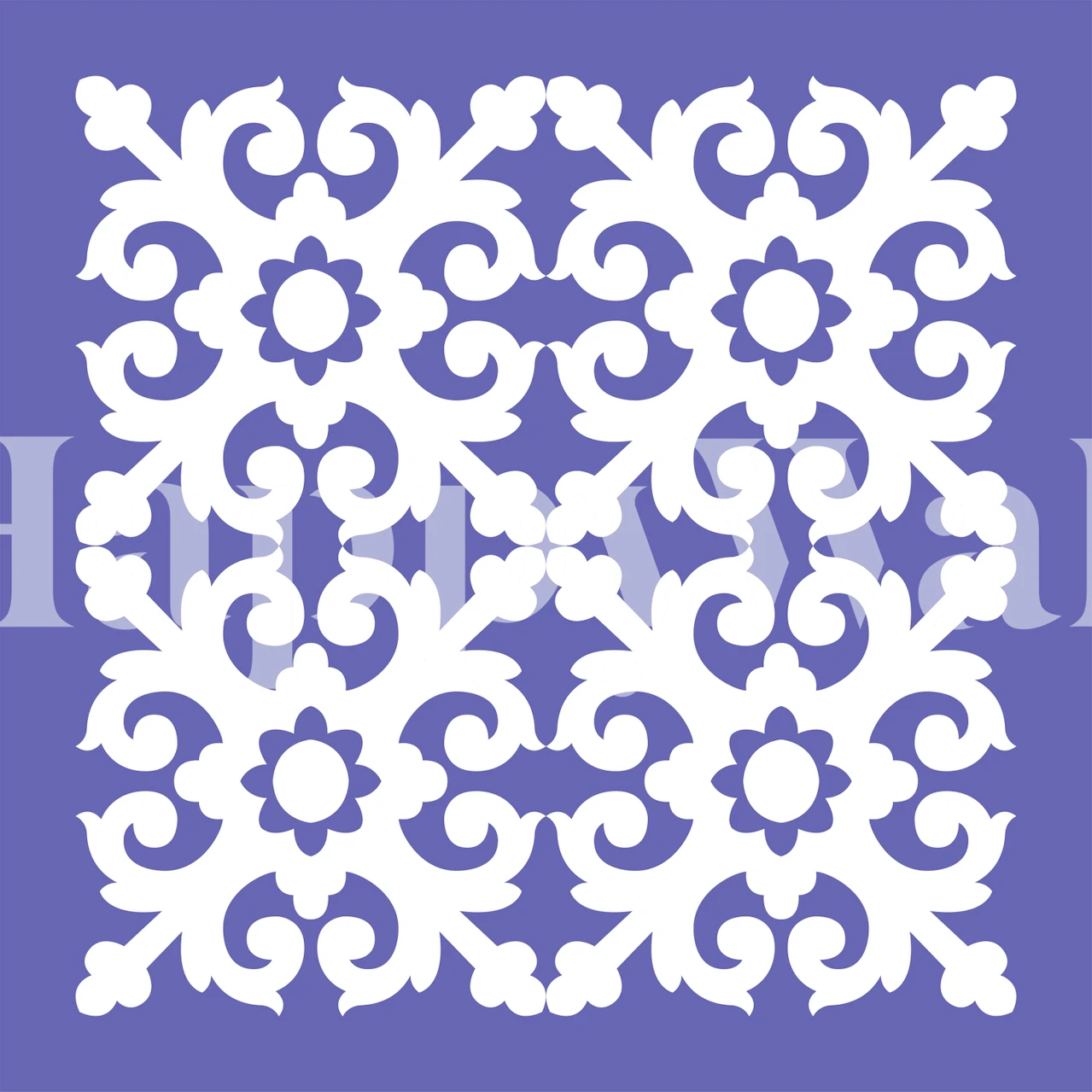 Spanish Tiles wall mural in Very Peri and White colors