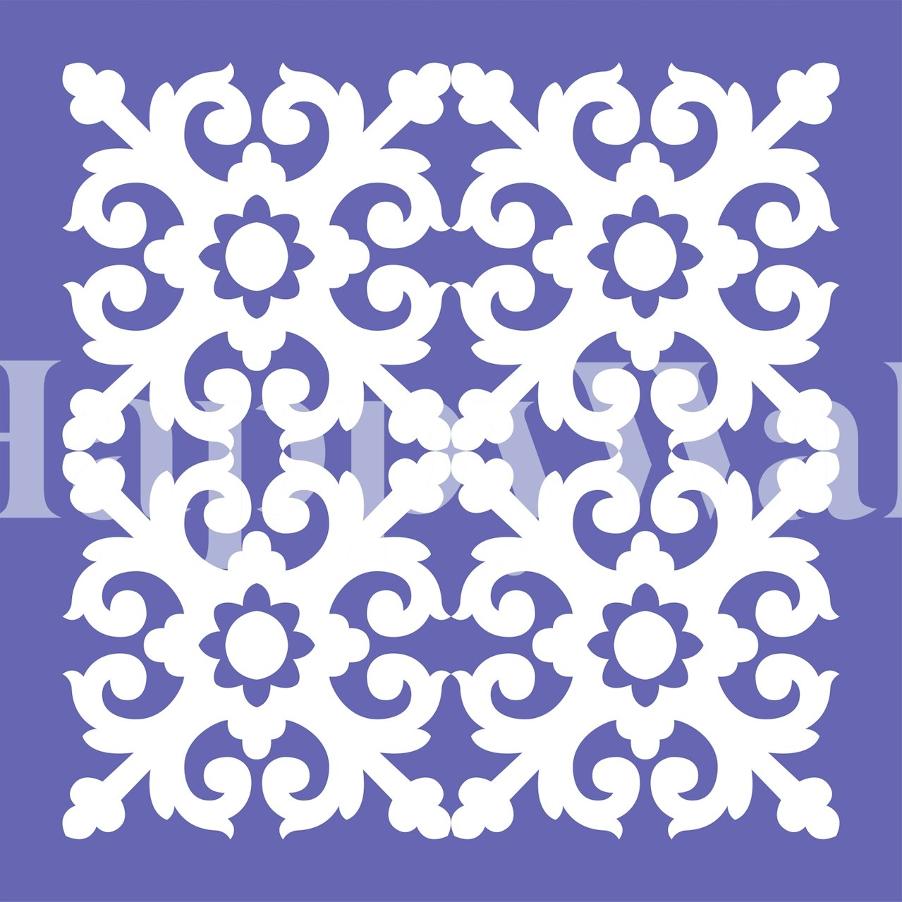 Spanske fliser vægmaleri i Very Peri og hvide farver