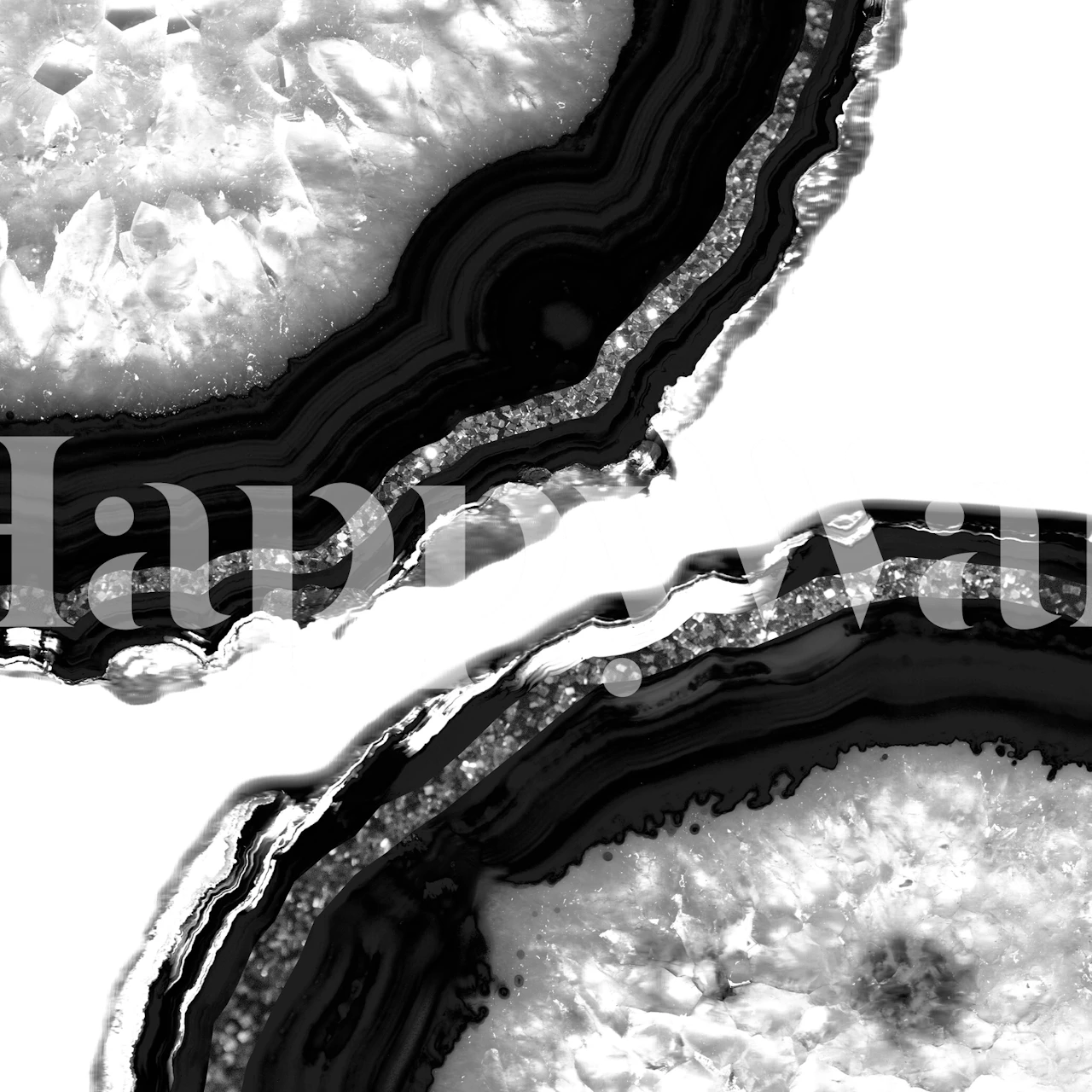 Motivo agata in bianco e nero con dettagli glitter per il murale