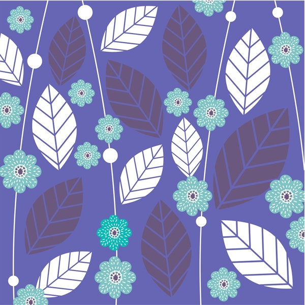 Floral Very Peri Turquoise