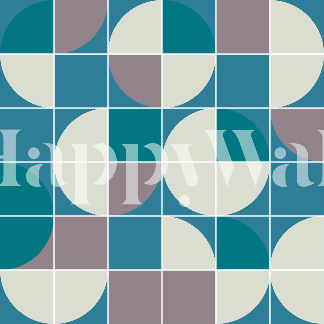 Pop Art Geometrisk Teal Ash Mönster Väggdekor