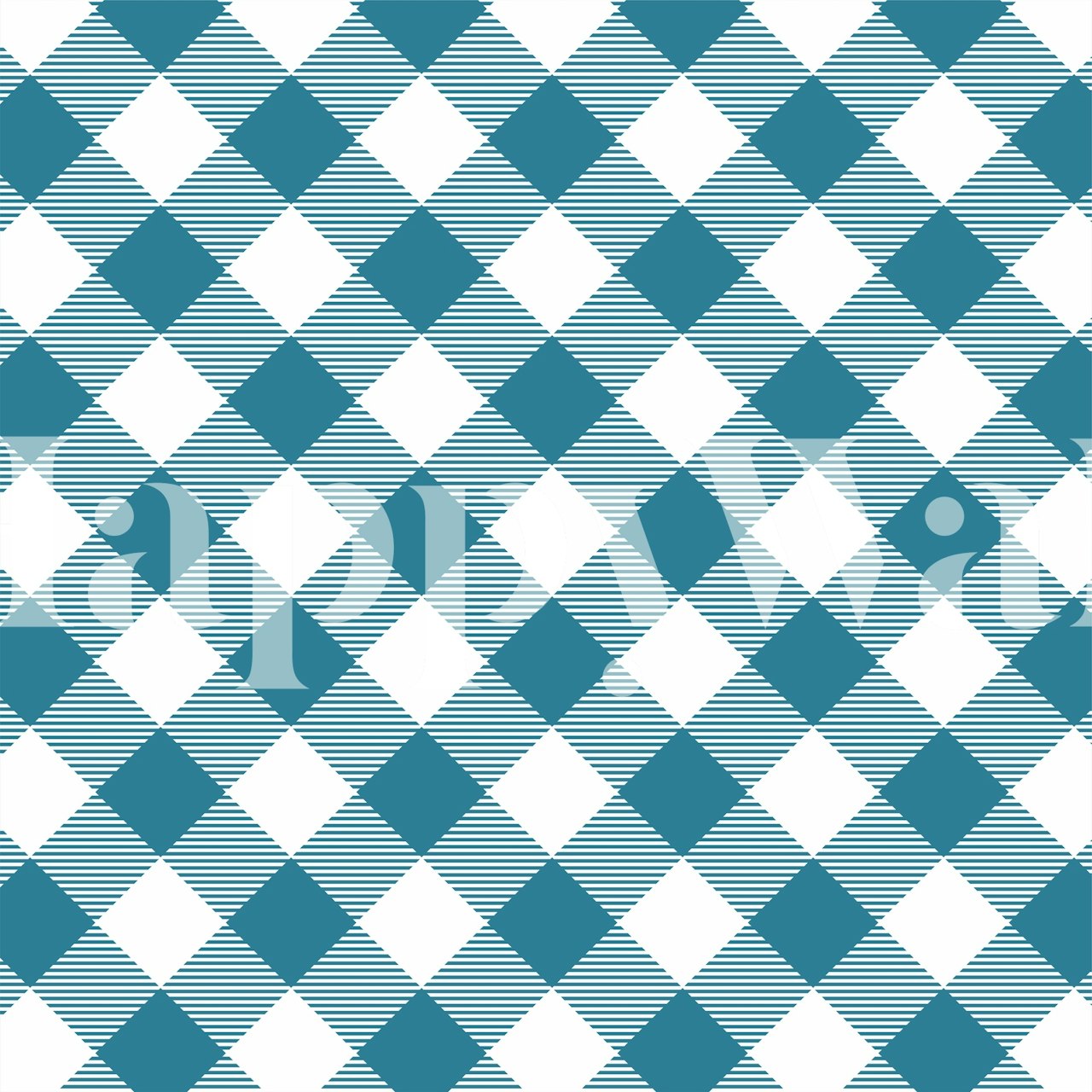 Check pattern wallpaper in dark teal green and white featuring geometric diamond shapes.