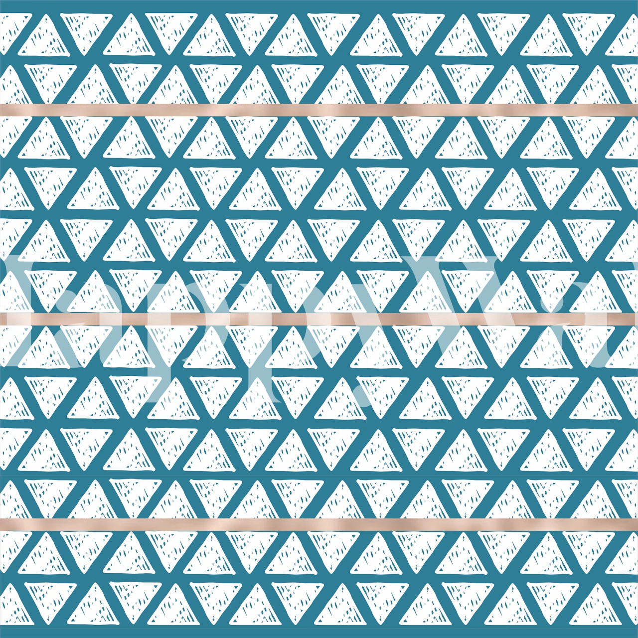 Papier peint Teal White Triangle Grid dans une pièce