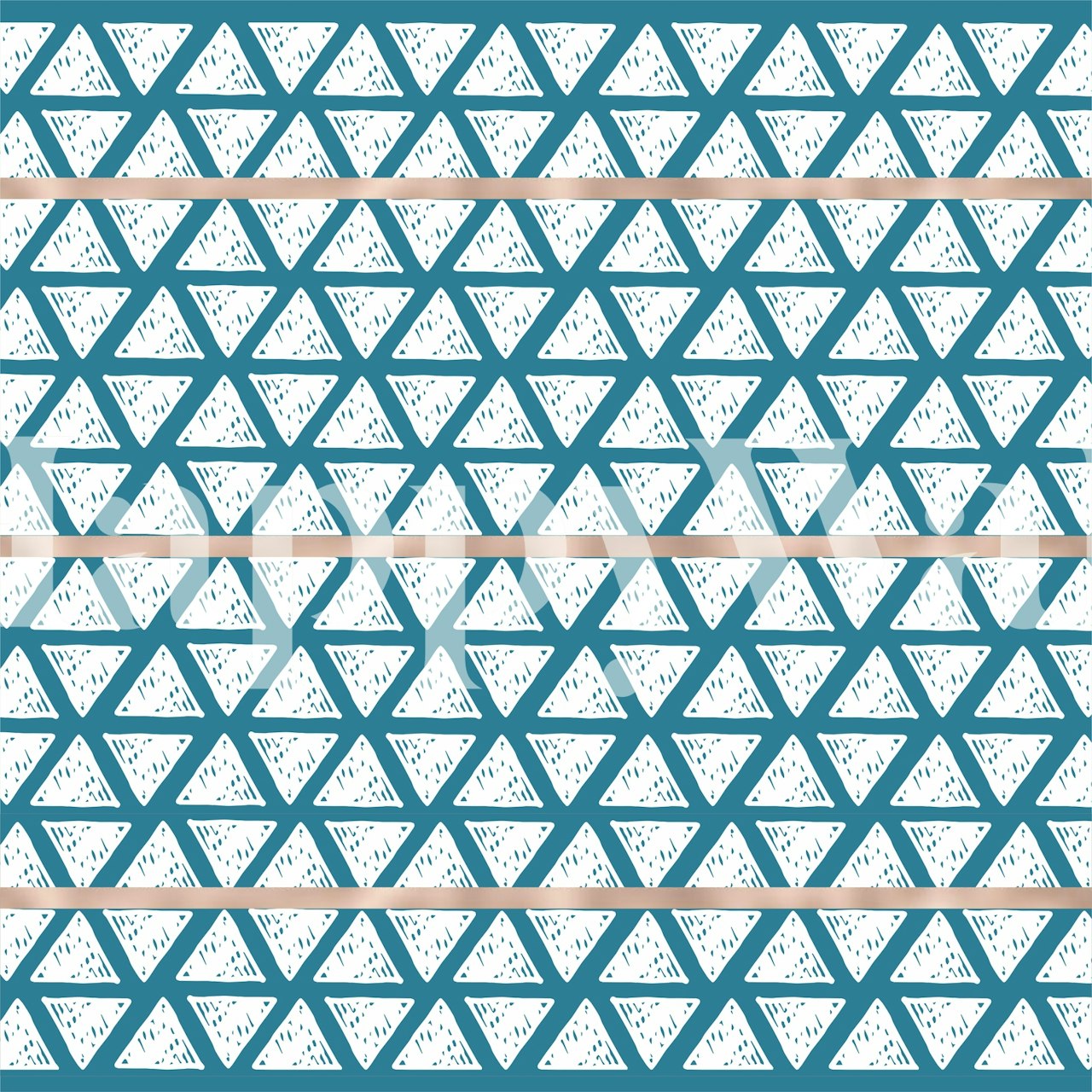 Teal White Triangle Grid wallpaper in a room