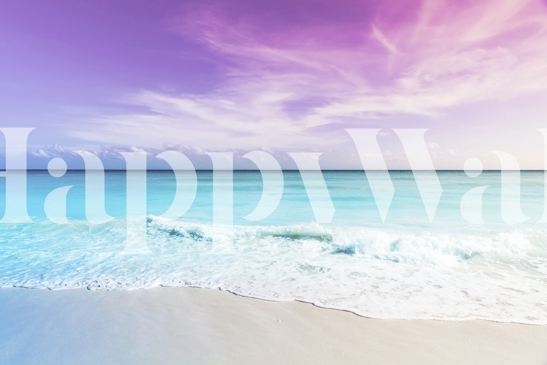 Pink ocean sky wallpaper in a room