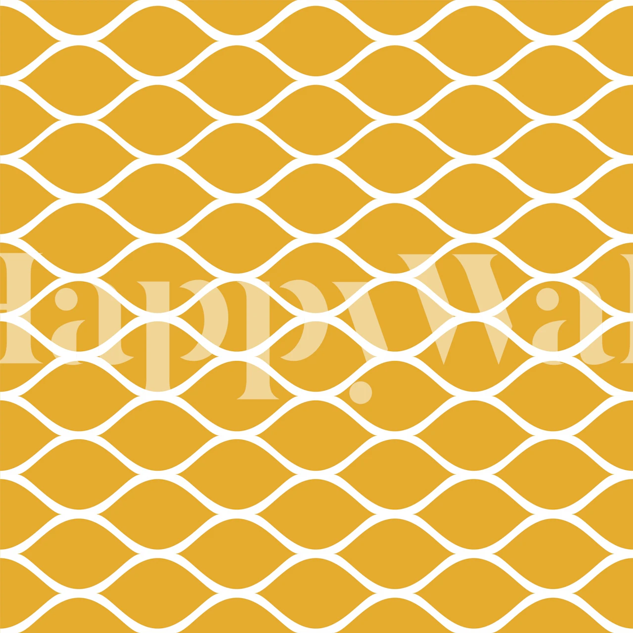 Ogee pattern in golden yellow and white wallpaper