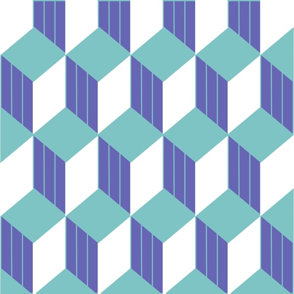 Retro cube 60 Purple Turquoise