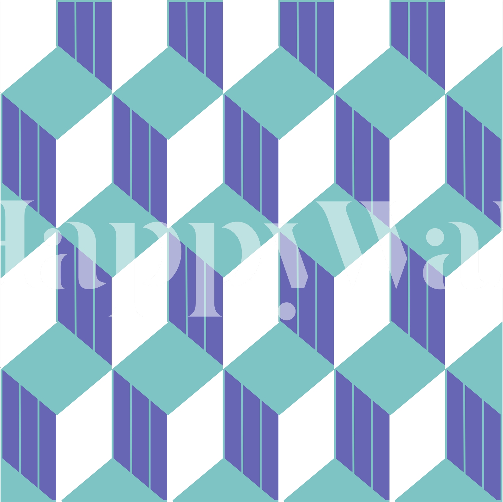 Retro Cube 60 Purple Turquoise Wallpaper | Happywall