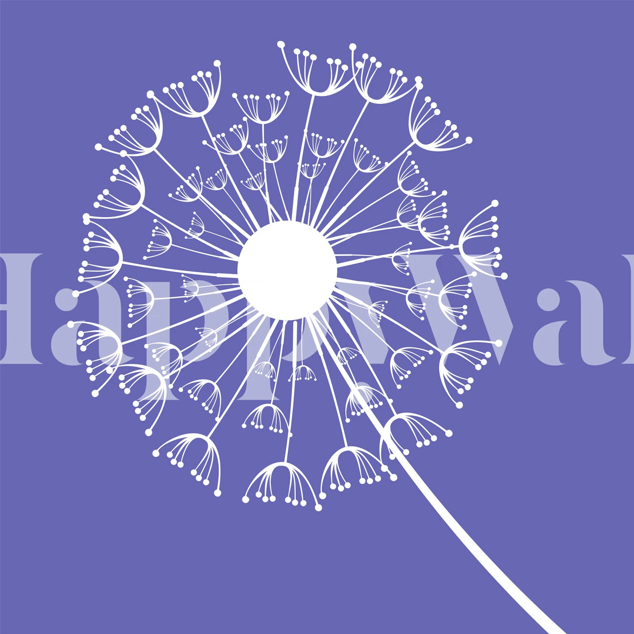 White dandelion floral pattern on purple background wallpaper