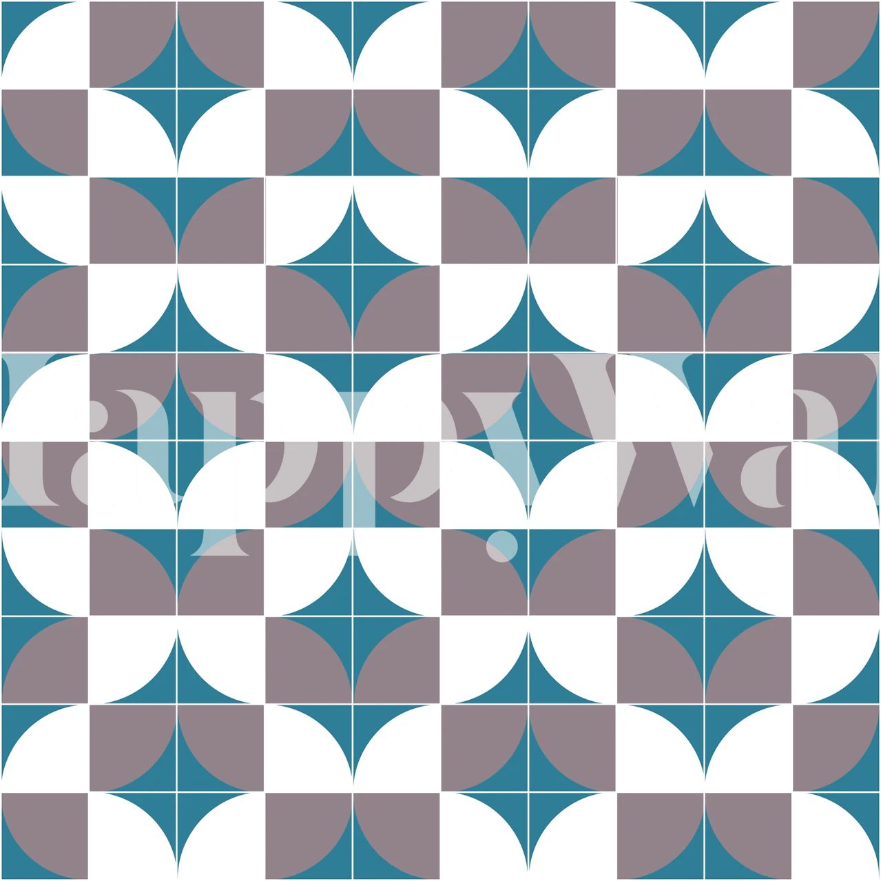 Retro Mod Taupe Jade White wallpaper in a room