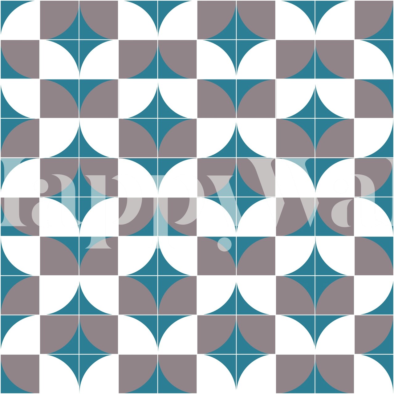 Retro Mod Taupe Jade White wallpaper in a room