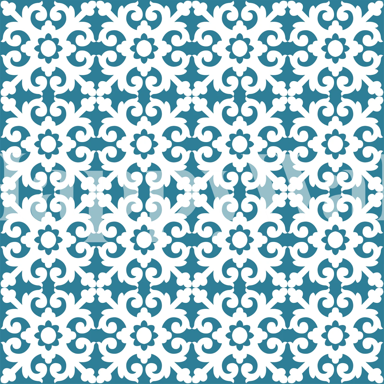 Teal Mexican wall ornament wallpaper in a room