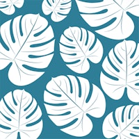 White Palm Leaves Teal Green ταπετσαρία