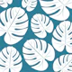 White Palm Leaves Teal Green