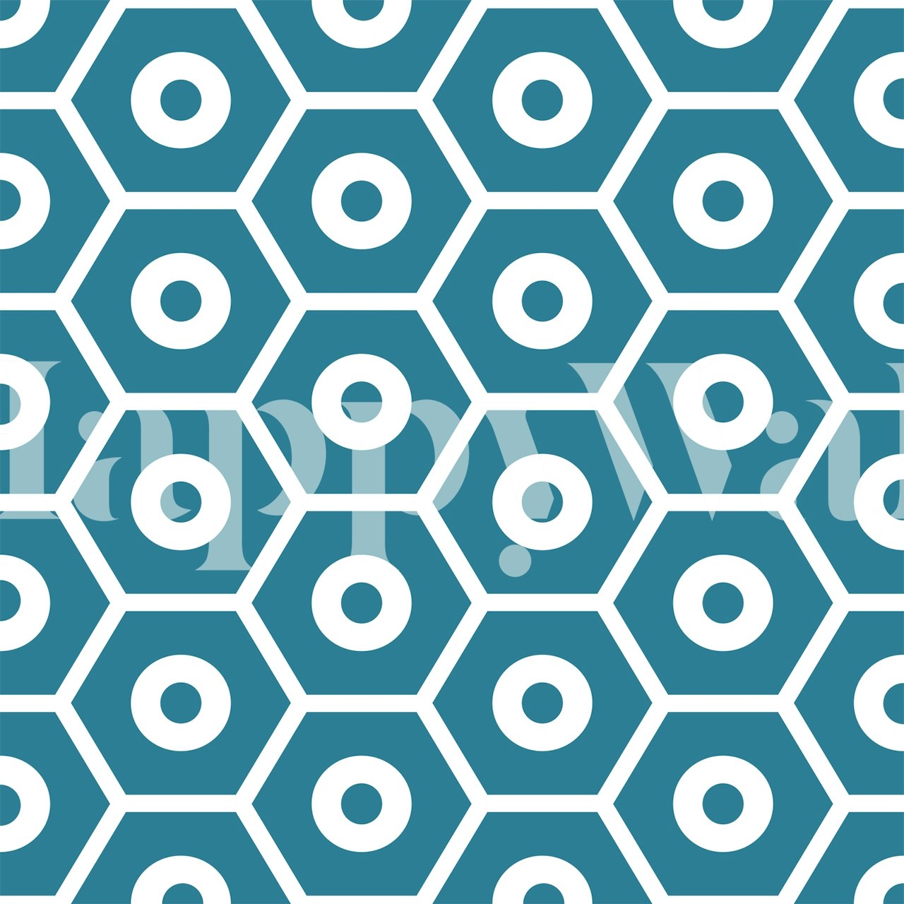 Teal geometric hexagon pattern i et rom