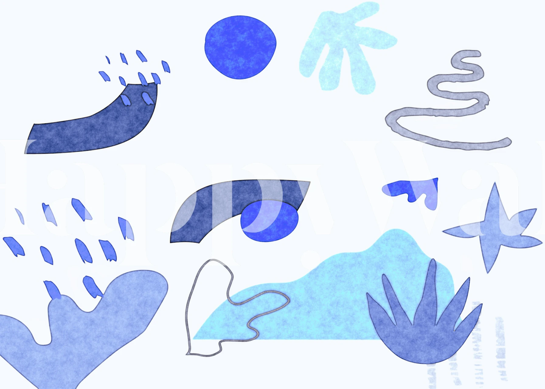 Papel de parede Matisse Inspired Mountains em um quarto