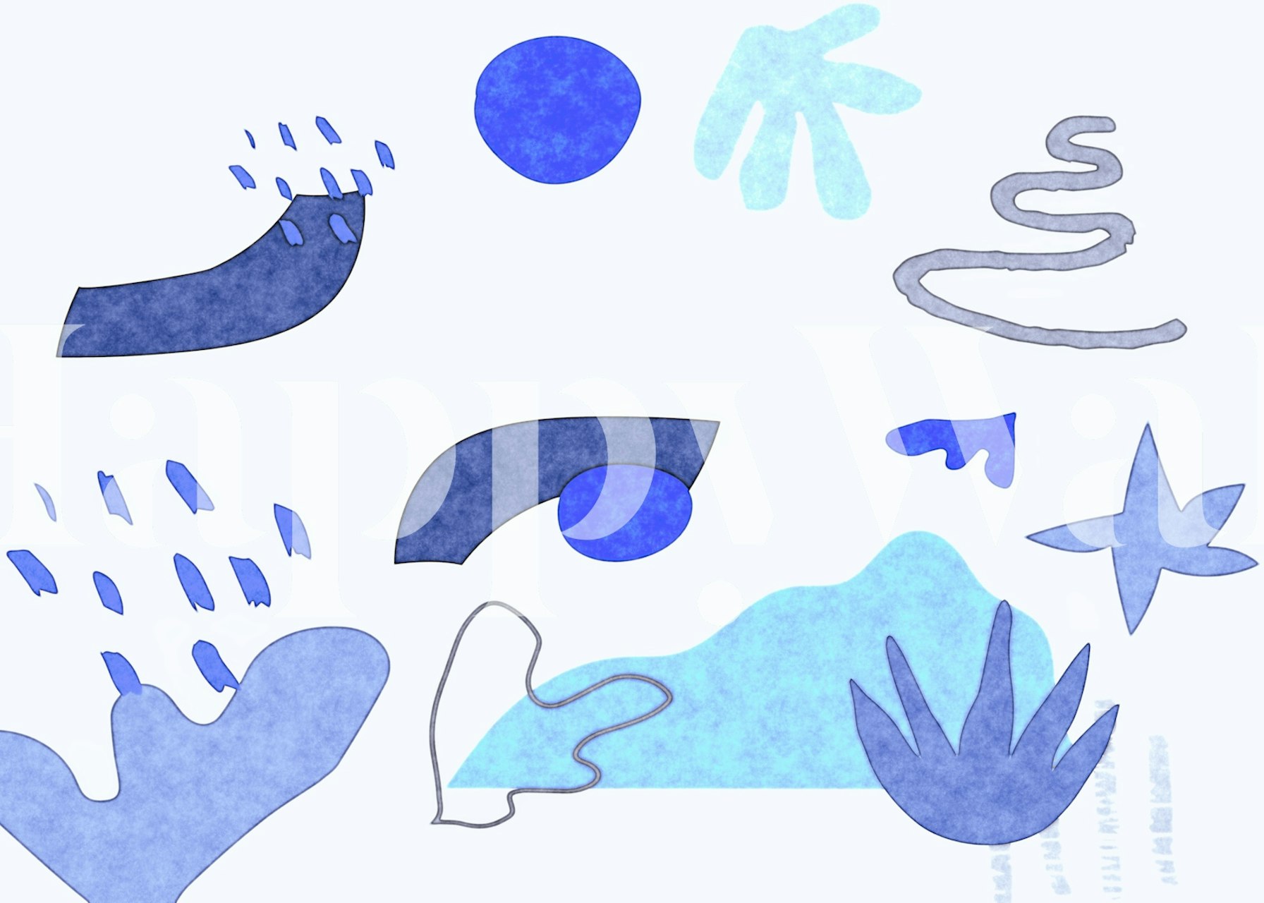 Papel tapiz Matisse Inspired Mountains en una habitación