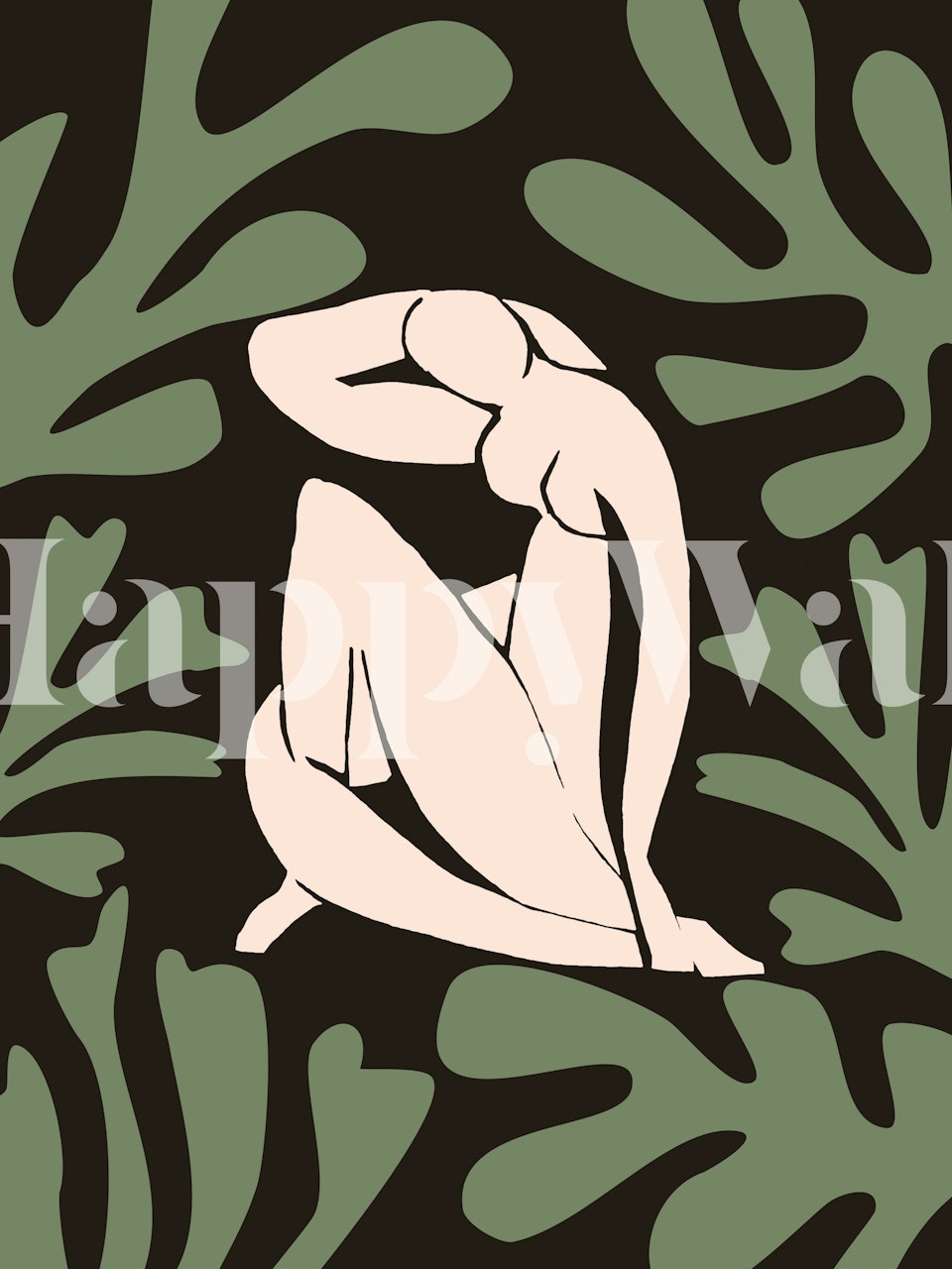 Matisse Inspired Jungle tapet visad i ett rum