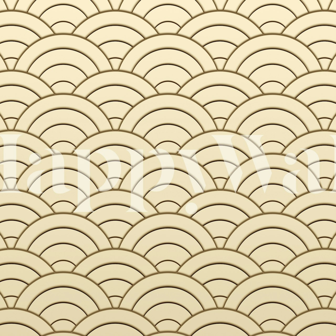 Art Deco wallpaper with gold scallop pattern