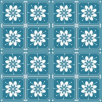 Floral Pattern Dark Teal Blue tapete